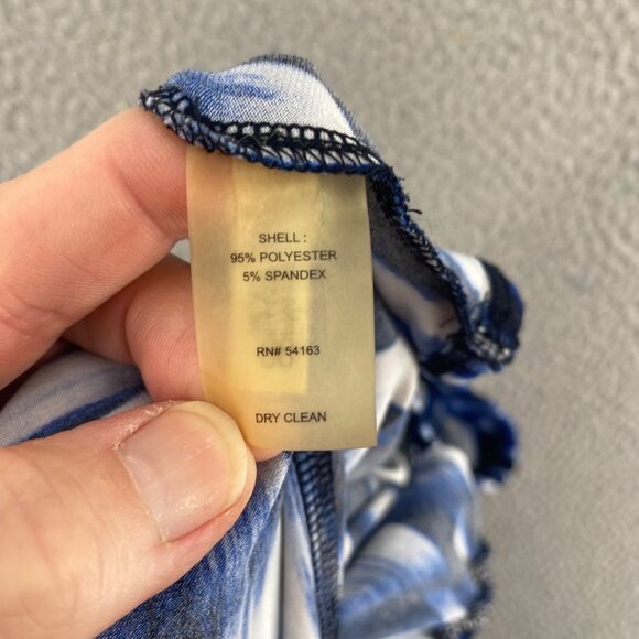 Calvin Klein Jumpsuit Womens 10 Blue Tank Stretch Wide Leg Smocked Waist Casual - Picture 6 of 12